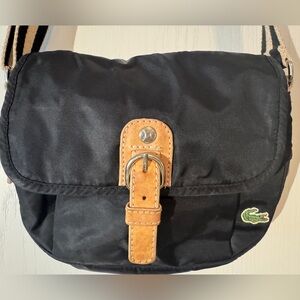 LACOSTE Crossbody Messenger Bag Purse Shoulder Sorbonne Shine Nylon quality EUC